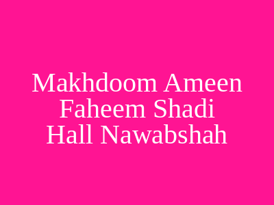 Makhdoom Ameen Faheem Shadi Hall Nawabshah